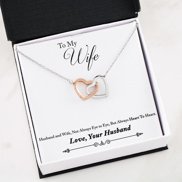 ***To My Wife- Heart To Heart Interlocking Hearts Necklace