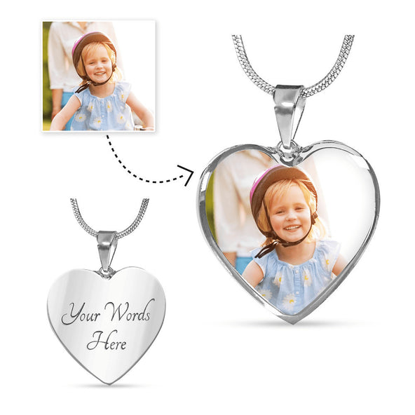 Fully Customizable Photo Heart Necklace with Engraving